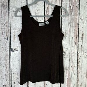 Chico’s‎ Travelers Size 2 | Large Fitted Stretchy Slinky Brown Textured Tank Top